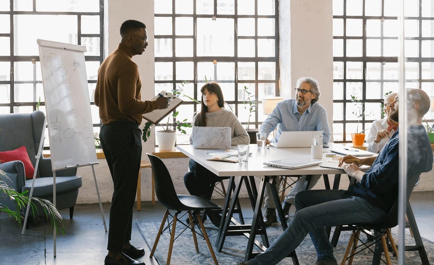 Diverse team having a work meeting