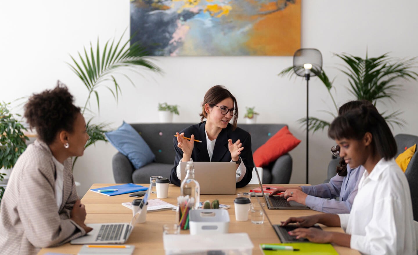 Diverse women working together