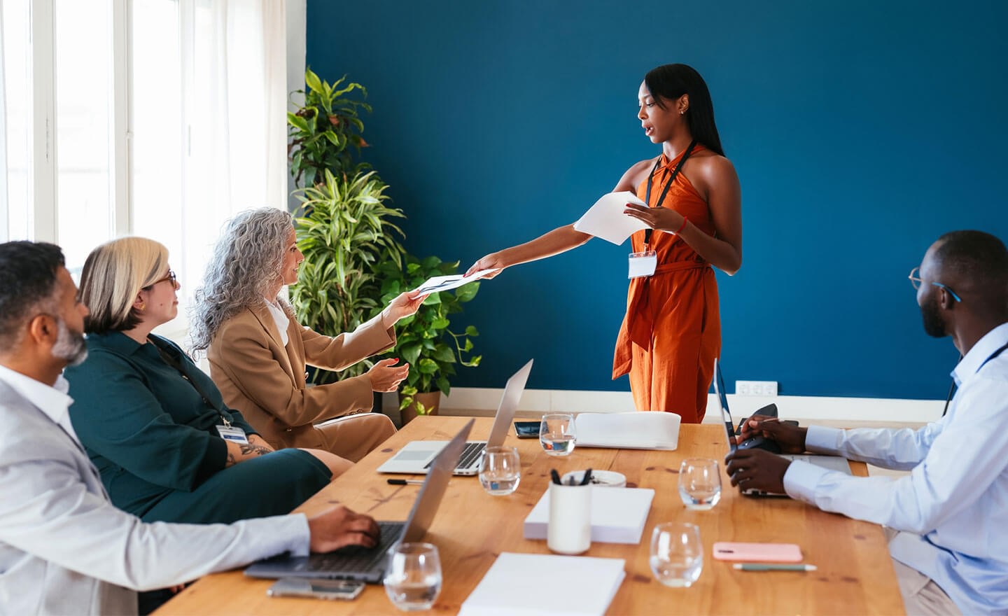 Hiring manager presenting to collegues