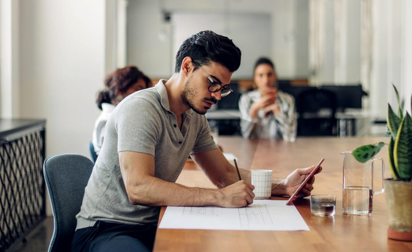 Man working in open office