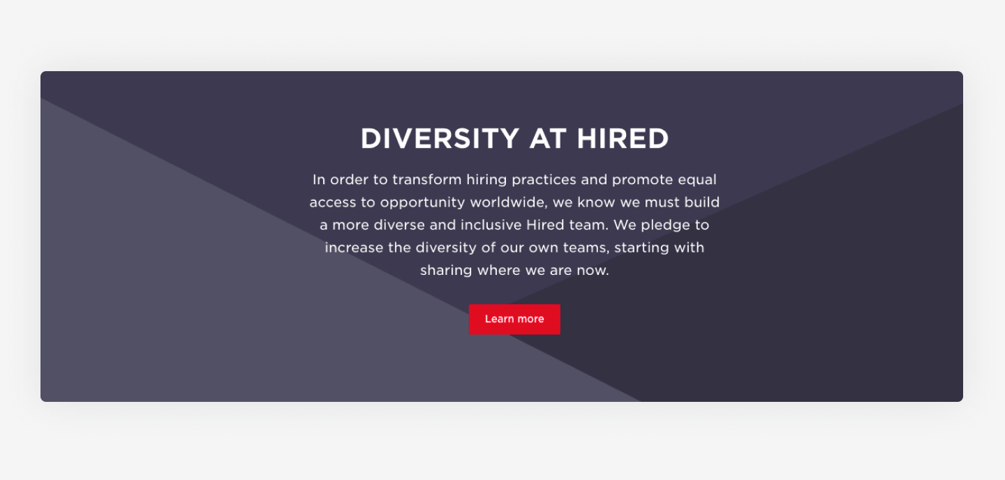 Hired's website career page example