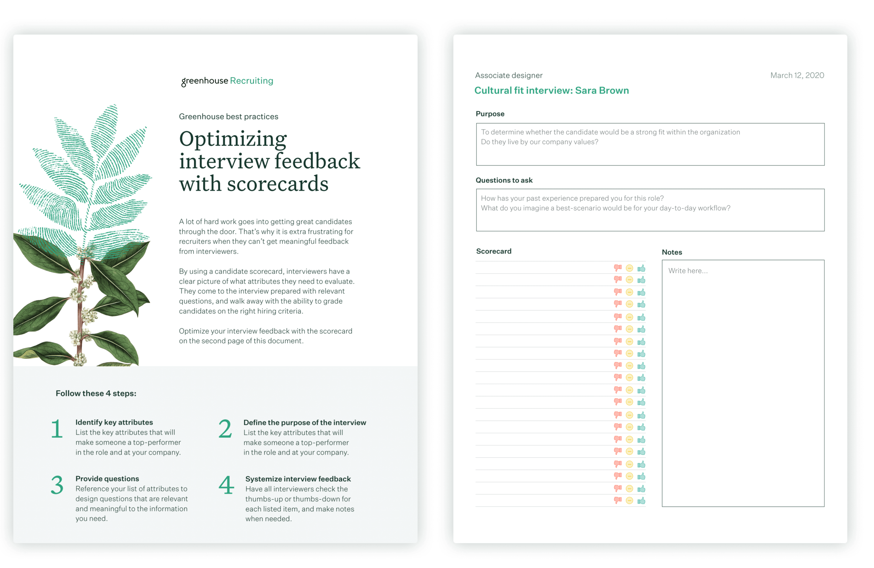 Sample image of the interactive scorecard for interview feedback template