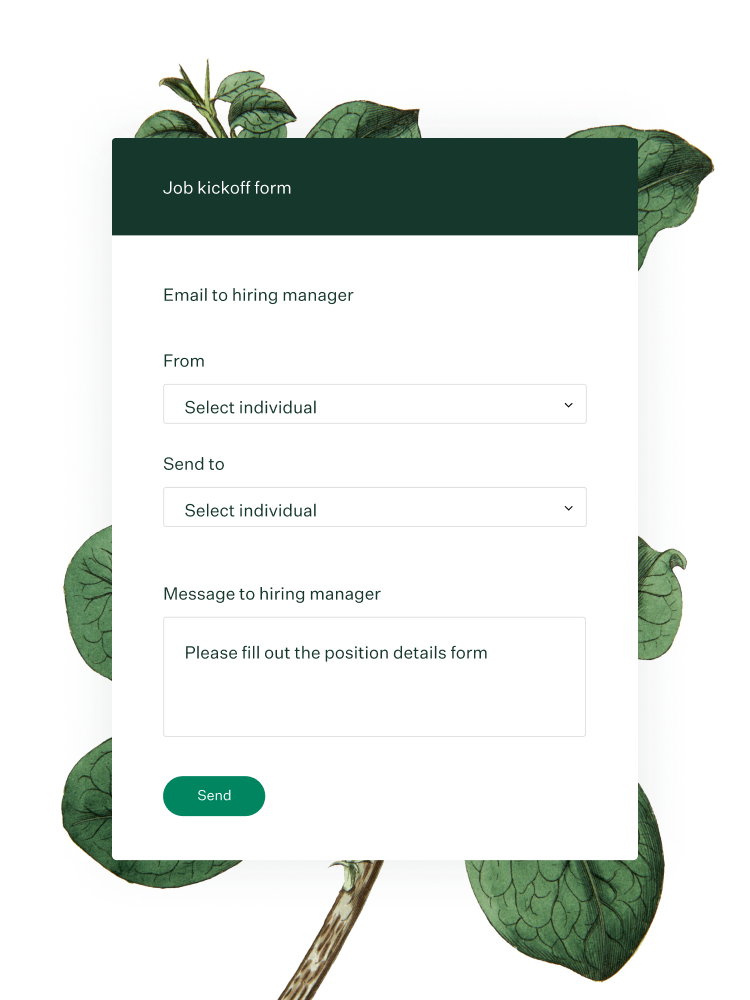 Job kickoff form screenshot