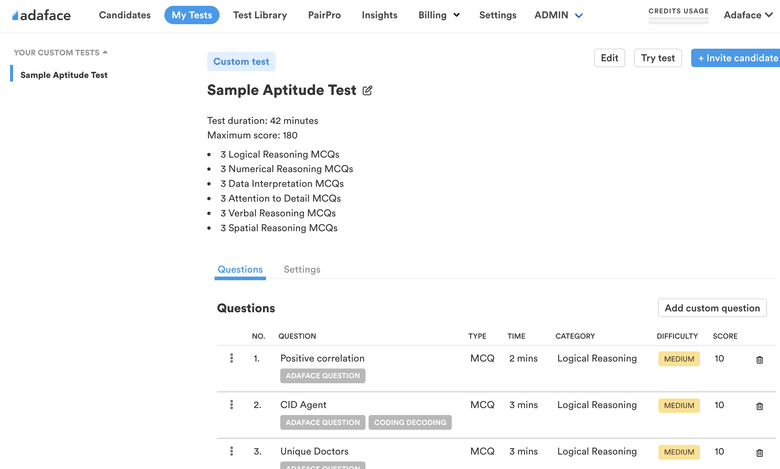 Ready-to-use and custom tests