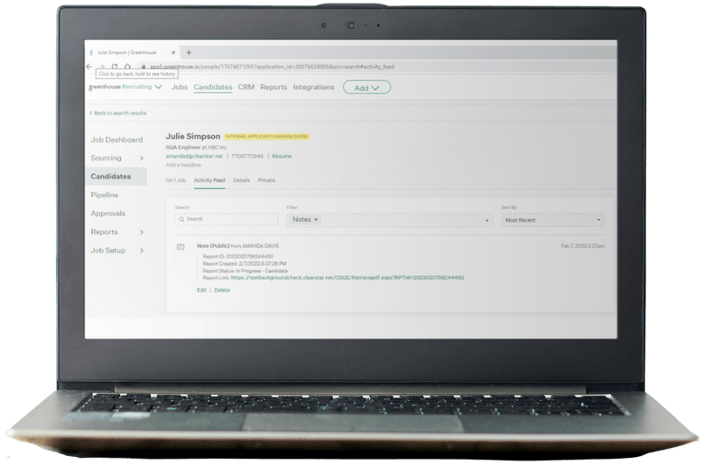 Seamless transfer of candidate results