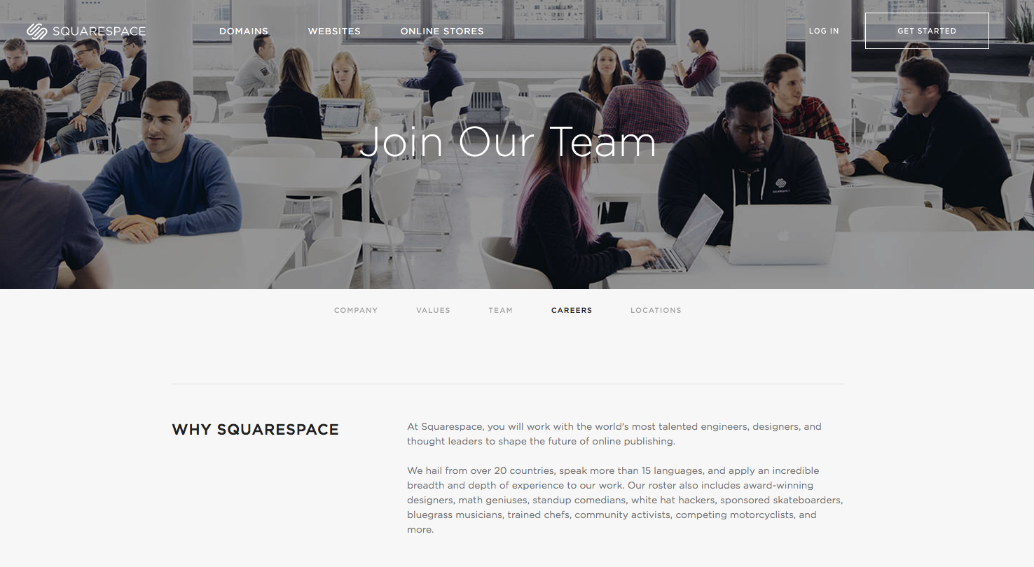 squarespace career page