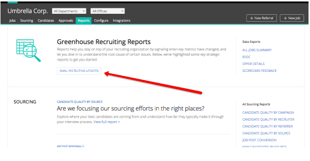 Reports Email recruiting updates