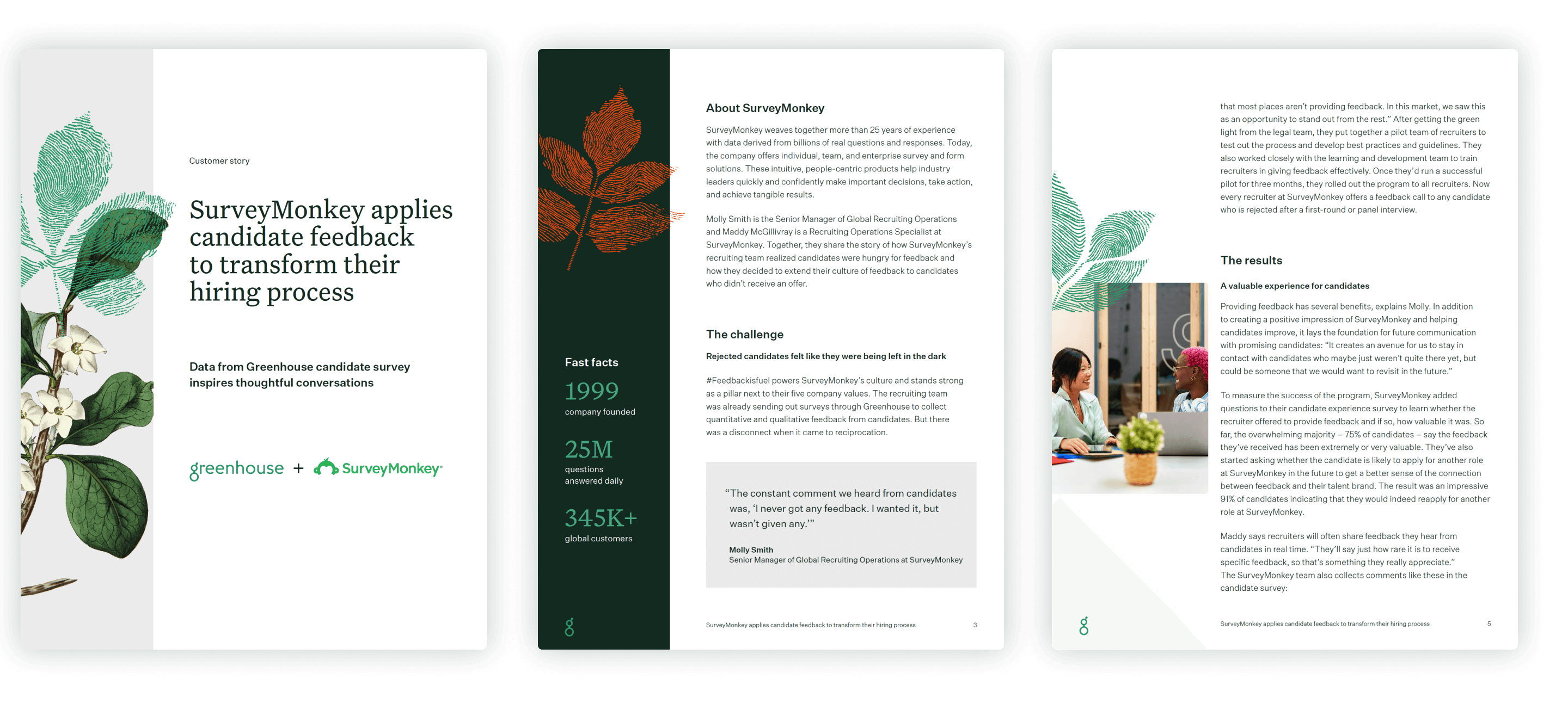 Greenhouse SurveyMonkey customer story inside pages